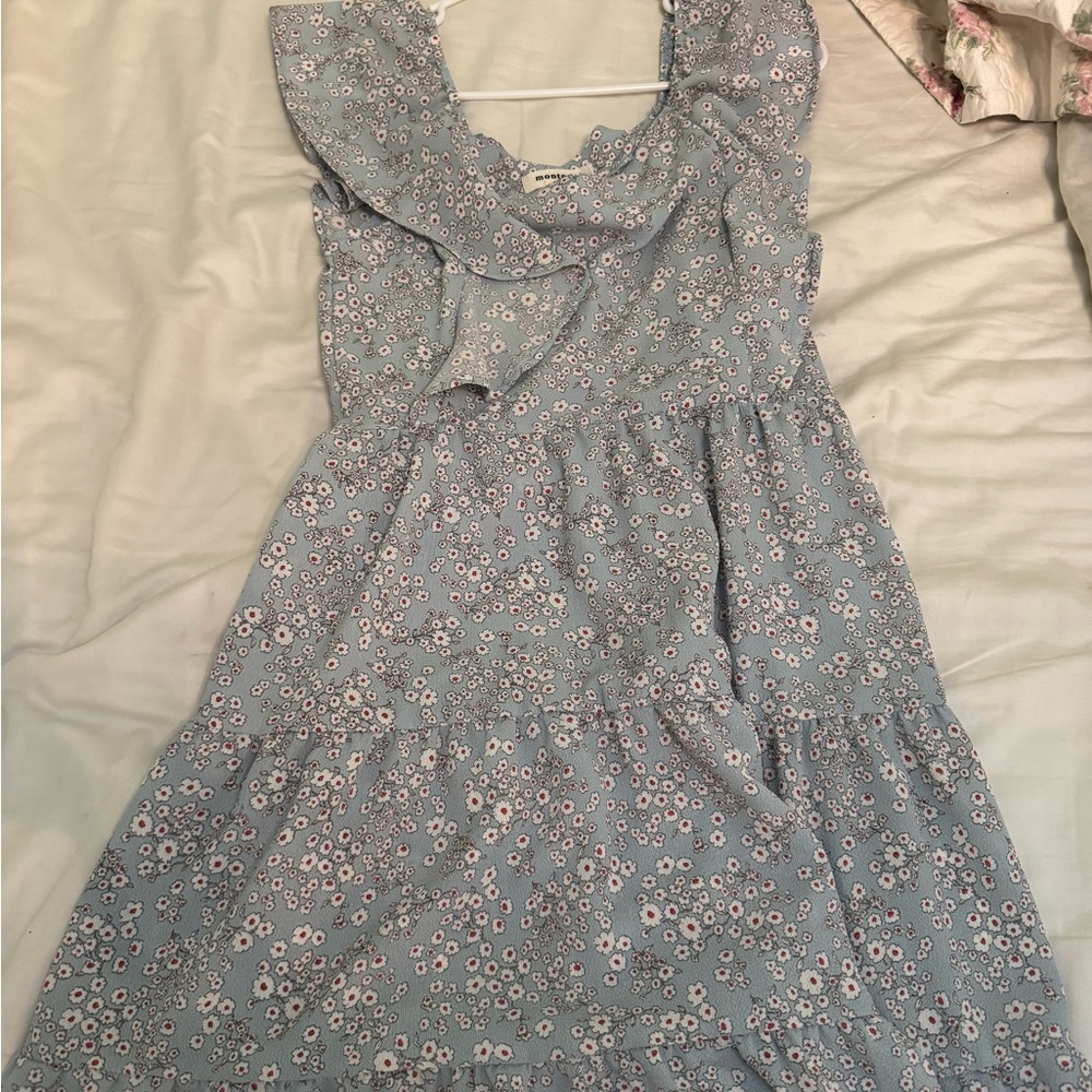 Floral Blue Ruffle Dress